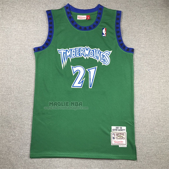 Maglia
 Kevin Garnett NO 21 Minnesota Timberwolves Hardwood Classics Throwback 1997-98 Verde
